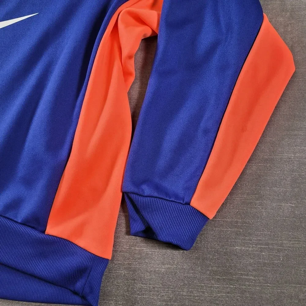 Nike Vintage 90s Sweater Womens Medium Blue Pink Center Swoosh Pullover Crewneck